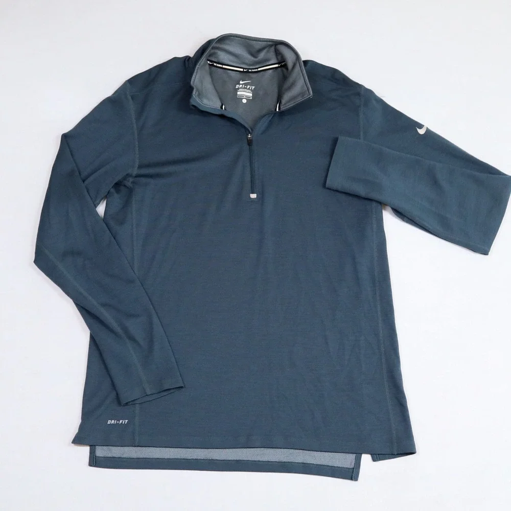 Nike Running‎ Pullover Mens Large Blue Dri-FIT Wool Blend 1/4 Zip 746786-084 Top